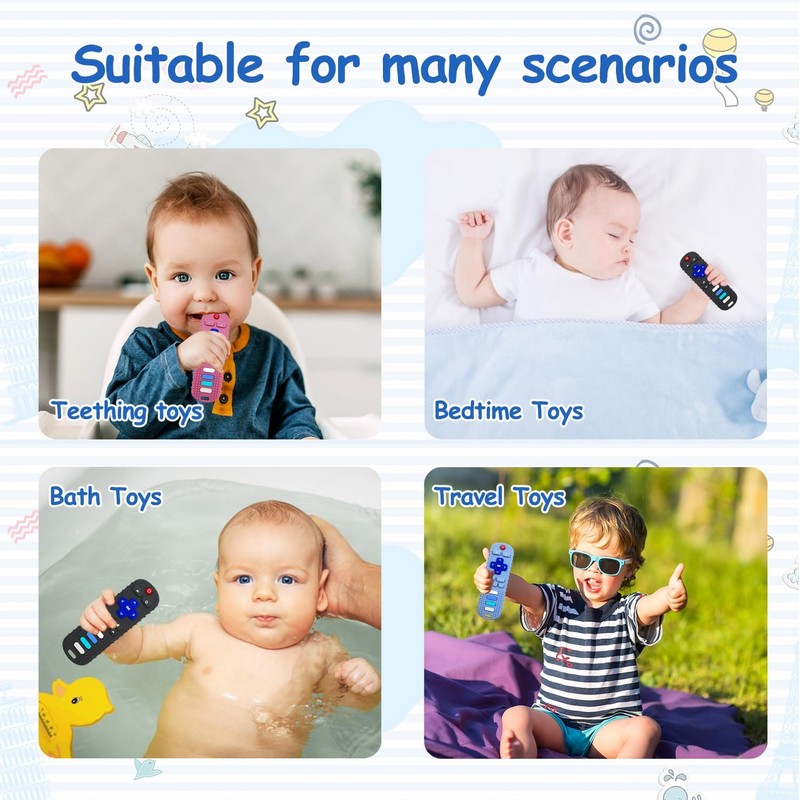 ERSIHUA 2Pcs Silicone Teething Toys, TV Remote Control Shape Teethers
