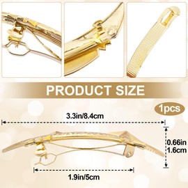 HINZIC 3.3inch Star Hair Barrette, Gold Moon Hair Clip, Metal Large French Hair Pin Wedding Prom Hair Accessories for Women Long Thick Hair