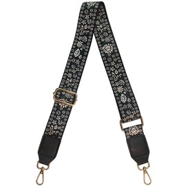 Duwi Wide Handbag&Purse Strap Jacquard Woven Guitar Style Multicolor Replacement Strap Canvas Adjustable Crossbody Bag Strap (grey,grey,flow)