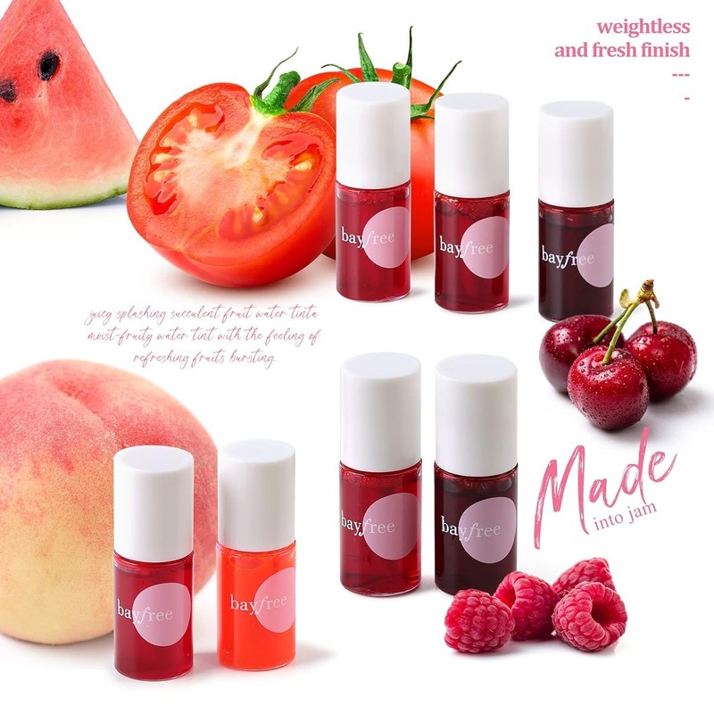 bayfree Lip Tint Stain Set, Korean Water Tint Lightweight Non-sticky,