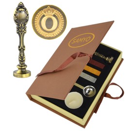 Samyo Creative Romantic Stamp Maker Classic Old-Fashioned Style Brass Color Wax Seal Sealing Stamp Vintage Antique Alphabet Initial Letter Set - (Letter O)