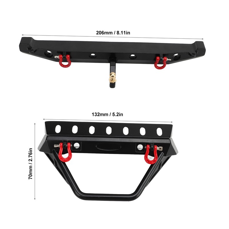 RC Crawler Bumper Black Front and Rear Bumper with Winch