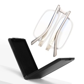 SKYOAK Evolved Folding Reading Glasses For Women Men Blue Light Blocking Anti UV Eyestrain Foldable Portable Compact Readers with Flat Hard Case Pocket Computer glasses, 1.75 CLEAR