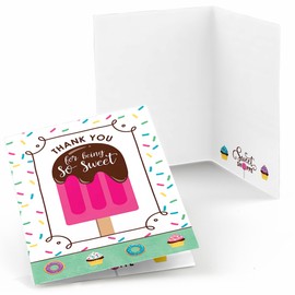 Sweet Shoppe - Candy and Bakery Birthday Party or Baby Shower Thank You Cards (8 count)