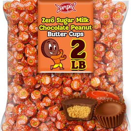 Zero Sugar ReeseMilk Chocolate Peanut Butter Cups, 2 Lb, Sugar Free Individually Wrapped Peanut Butter Cups Treat, Bulk Sugar Free Candy, Keto Friendly, Gluten Free, Appx 130 Pieces