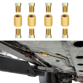 PACLVIO 12Pcs 3/8 Inch-24 Threads Brake Line Fittings Assortment for 3/16' Brake Line Tube, Automotive Replacement Brake Fittings, Brake Line Fitting Kit Includes 4PCS Brake Line Unions and 8PCS Nuts