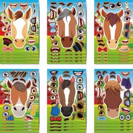24 Pieces Make Your Own Horse Stickers Make A Face Stickers for Kids Toddlers DIY Craft Stickers Kids Party Favor Supplies Crafts
