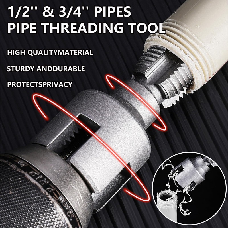 Integrated Internal & External Pipe Threading Tool with 1/2'' &