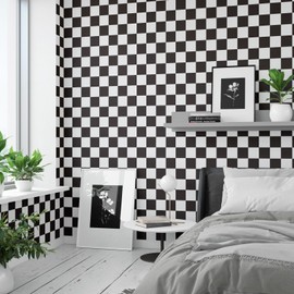 RUSPEPA Peel and Stick Wallpaper, 17.3 Inch x 6.5 Feet, Checkered Flag Design Self Adhesive Removable Wallpaper Decorative Waterproof Contact Paper for Cabinets, Walls