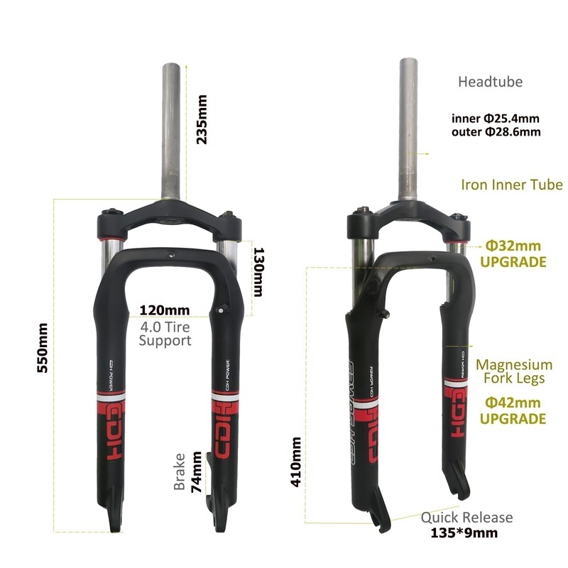 CDHPOWER Bike 26" x 4" Fat Suspension Fork 26 inch