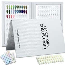C12rtive 160 Nail Color Display Book,Leather Nail Color Book with 240Color Display Tips & 1-200Number Stickers,Professional Nail Color Chart Display Book for Nail Polish UV Gel,Nails Art Design(White)