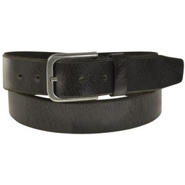 Harrys-Collection HC Men's Women's Leather Belt Buffalo Leather with Antique Silver Clasp Broken Edge 4 cm Vintage, black