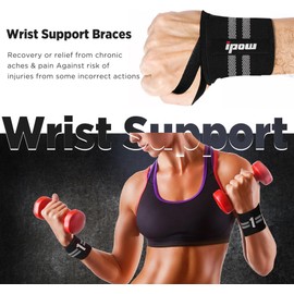 IPOW [Set of 2 wrist bandages, wrist support, adjustable breathable wrist support for sports, fitness and bodybuilding, black, grey, red, grey