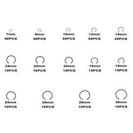 MCMASKE 300PCS Metric 7mm to 30mm Round Wire C-Clips Internal Snap Rings Assortment Kit;Round Wire Snap Rings For Hole(Black-Finish Steel)