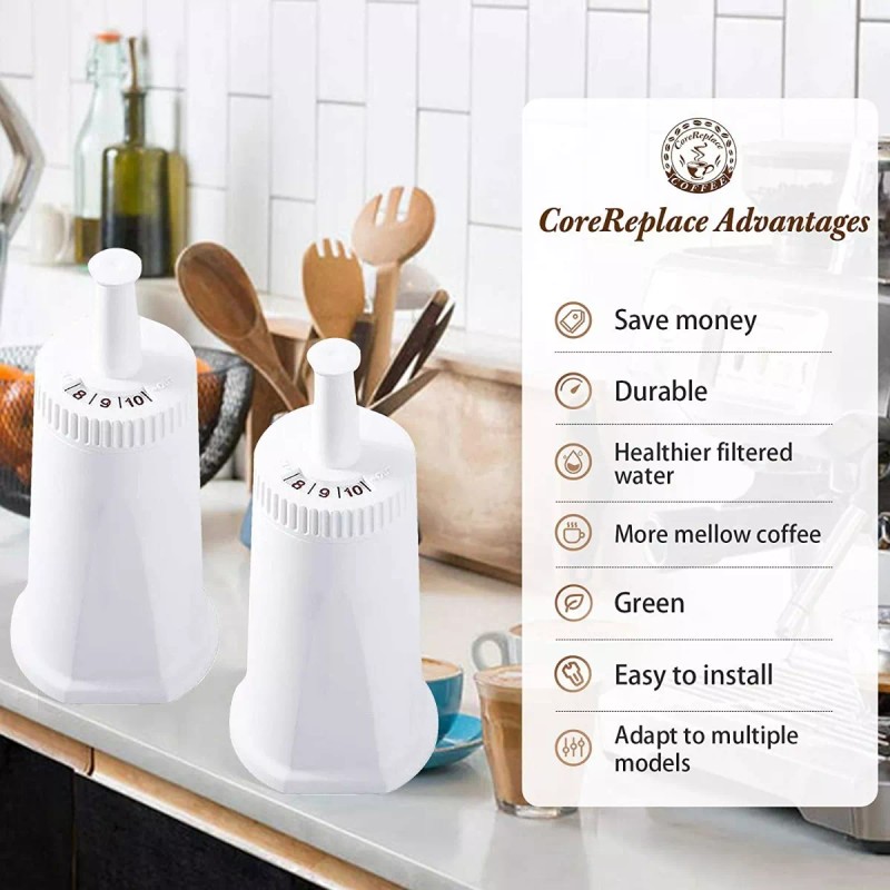 CoreReplace Juego 2 Filtros Agua Repuesto Cafetera Breville Claro Swiss
