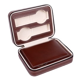 MR Maestro Relojero | Watch Box for 4 Watches | Watch Case | Faux Leather Cover | Watch Box | Velvet Lining | Made of MDF for Travel, Brown
