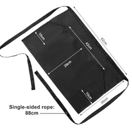GWHOLE 3 Pcs Apron Waist Waitress Aprons Short Black Apron with 3 Pockets for Chef Baker Bartender Craftsmen Men and Women