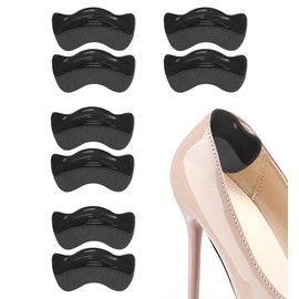 HiRui 4 Pairs Gel Heel Grips & Liners - Cushion Pads and Inserts for Loose Shoes, Prevent Heel Pain, Blisters, and Rubbing, Ideal for Womens & Mens Shoe Fit (4Pairs:Black)