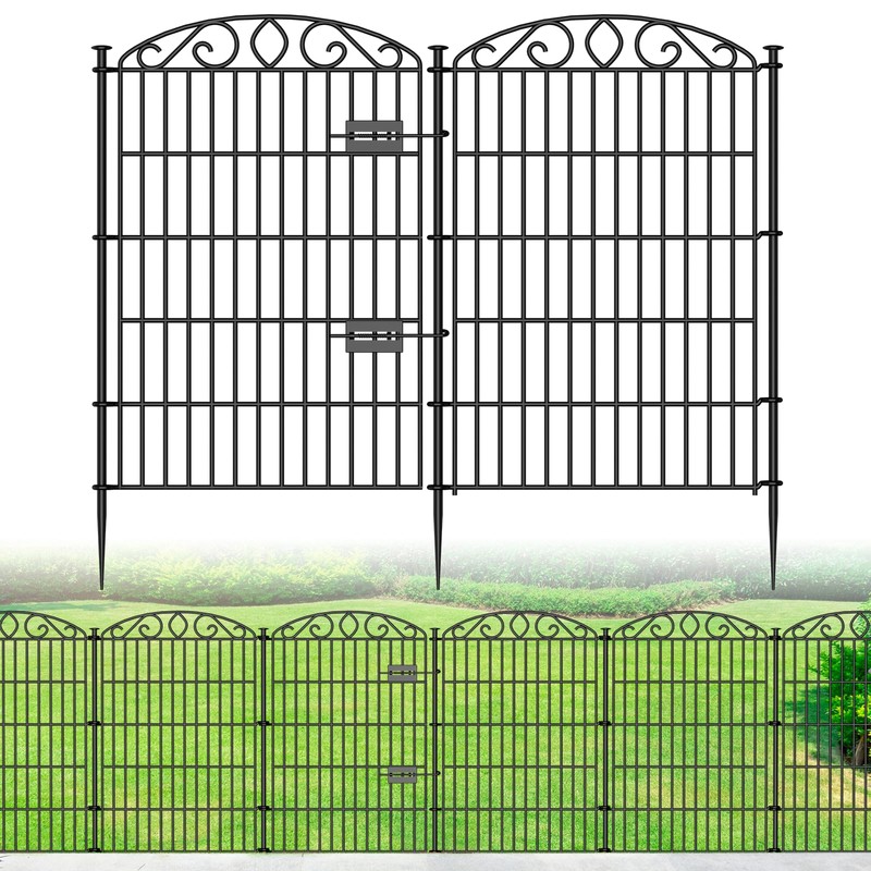 No Dig Decorative Garden Fence 6 Panel with Gate -