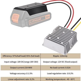 DC 20V to DC 12V Step Down Converter Aadpter for Black&Decker 20V Li-ion Battery DIY Power Wheel Inverter Buck Boost Voltage Regulator for RC Toy car