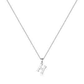 TINGN Silber Kette mit Buchstaben Damen Mädchen, Hypoallergene Halskette Buchstaben Ketten Anhänger S925 Silber Kette Damen Buchstaben H Halskette Schmuck Damen Geschenke für Frauen Mädchen