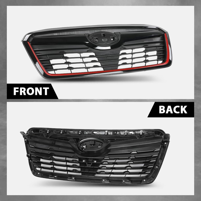 G-PLUS Front Grill w/Camera Hole Gloss Black w/Red Line Compatible