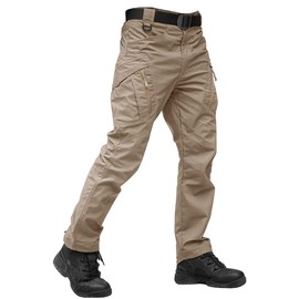 TACVASEN Cargo Pants for Men Waterproof Stretch Khaki Work Tactical Trousers Quick Dry Lightweight Hiking Outdoor Pants with Zipper Pockets 32