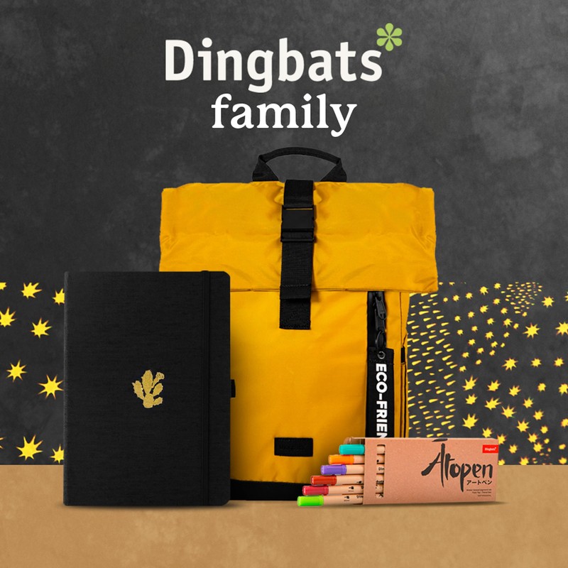 Dingbats* - Pro B5 Lined Large Notebook - Black Textile