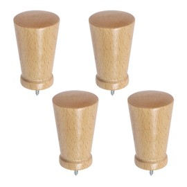 T Tulead Wooden Curtain Rod Finials Screw-on End Caps Drapery Finial 4PCS (Wood Color)