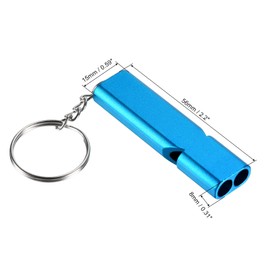 PATIKIL Emergency Survival Whistle, 2 Pack Double Tubes Whistles Super Loud Aluminum Whistles with Lanyard Keychain for Outdoor Camping Hiking, Light Blue