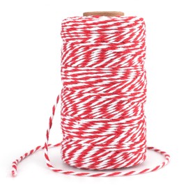 G2PLUS 100M Red and White Craft Bakers Twine Garden Thread Durable Tags Tie Labels String Spool for DIY Crafts and Handmade Arts