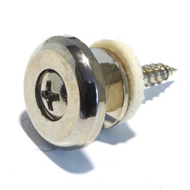 Guitar strap pin/button in nickel chrome large 17mm Diameter including screw and felt