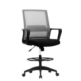 FDW Drafting Chair Computer Standing Desk Chair Tall Office Chair w/ Lumbar Support - Grey