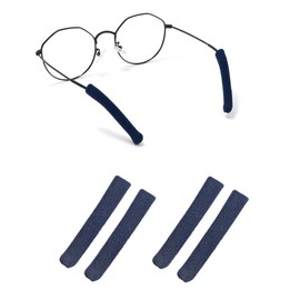 Upgrade Soft Knitting Cotton Fabric Eyeglasses Temple Tips Sleeve Retainer, Eyeglasses Ear Cushion, Anti-Slip Elastic Comfort Glasses Ear Cushions, Eyeglasses Ear Grips for Glassses(2pairs Navy Blue)