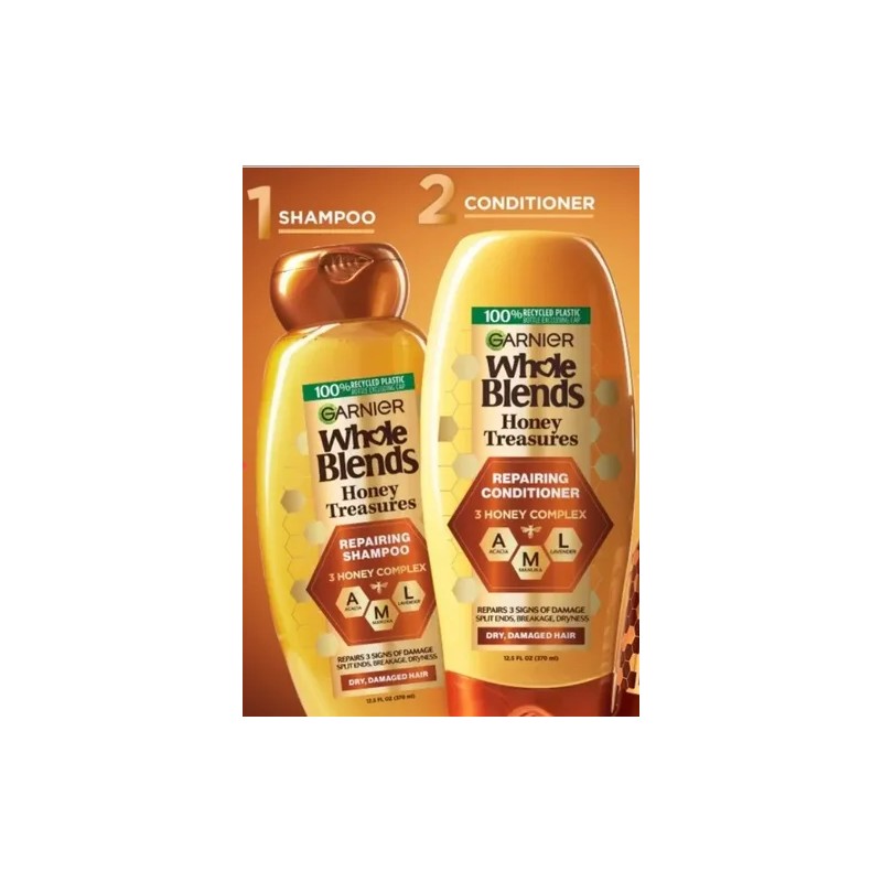 Garnier Whole Blends Shampoo Acondicionador Mieles
