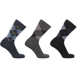 COSHAL® 3 Dress Socks Mens Suit socks Cotton Rich Classic Suitable for Work Casual Wear Breathable Smart Dress Socks Soft Men Dress Sock Size (6-11) Argyle
