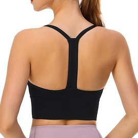 Dress Cici Black High Impact Longline Sports Bra, U-Neck & Y-Back Wireless Sports Bra for Women Asia Small Size