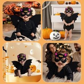 ZHSKEUUN - Disfraz de alas de murciélago para bebé con alas de fieltro suave y máscara, bonito disfraz de Halloween para bebés, niños pequeños 0-5T (0-12M, 12-24M, 2T-5T) - Vestido con temática de