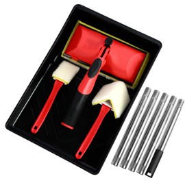 Abizarch 7 Inch Paint Pad Applicator Corner Walls and Ceilings Pad Painter Decorating Paint Pad Kit with Extension Pole and Paint Tray Multifunction Paint Trimming Tool for Wall Corner Edging