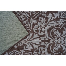 Benissimo Indoor Outdoor Rug Flower G. Collection, Natural Sisal Woven and Jute Backing Area Rugs for Living Room, Bedroom, Kitchen, Entryway, Hallway, Patio, Farmhouse Decor, 4x6, Dark Brown