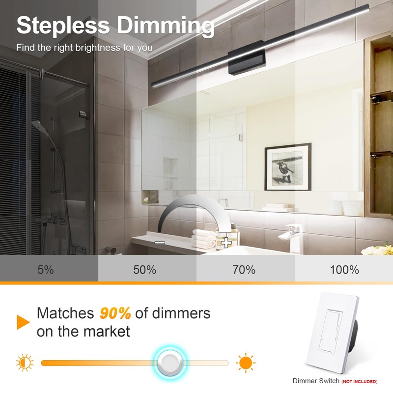 VOLISUN 48 inch Vanity Light for Bathrooms, 30W Dimmable 5CCT