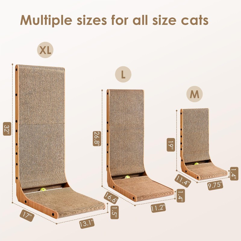 EHEYCIGA Cardboard Cat Scratcher for Indoor Kitten Cats, 19 Inch