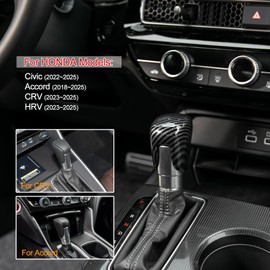 CKE for Honda Civic 2022 2023 2024 2025 for Honda CRV HRV 2023 2024 2025 for Honda Accord 2018-2024 2025 Accessories Car Center Console Gear Shift Knob Cover Trim Cap -Black Carbon