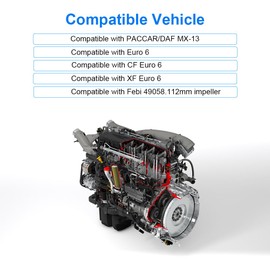 JDMON Engine Water Pump w/O-Ring Replacement for PACCAR/DAF MX-13, CF EURO 6, XF EURO 6, DAF EURO 6 Coolant Pump Replacement for 2042162 1945428 1912939 2042162R 189020 49058 1956779 1917690 1953276