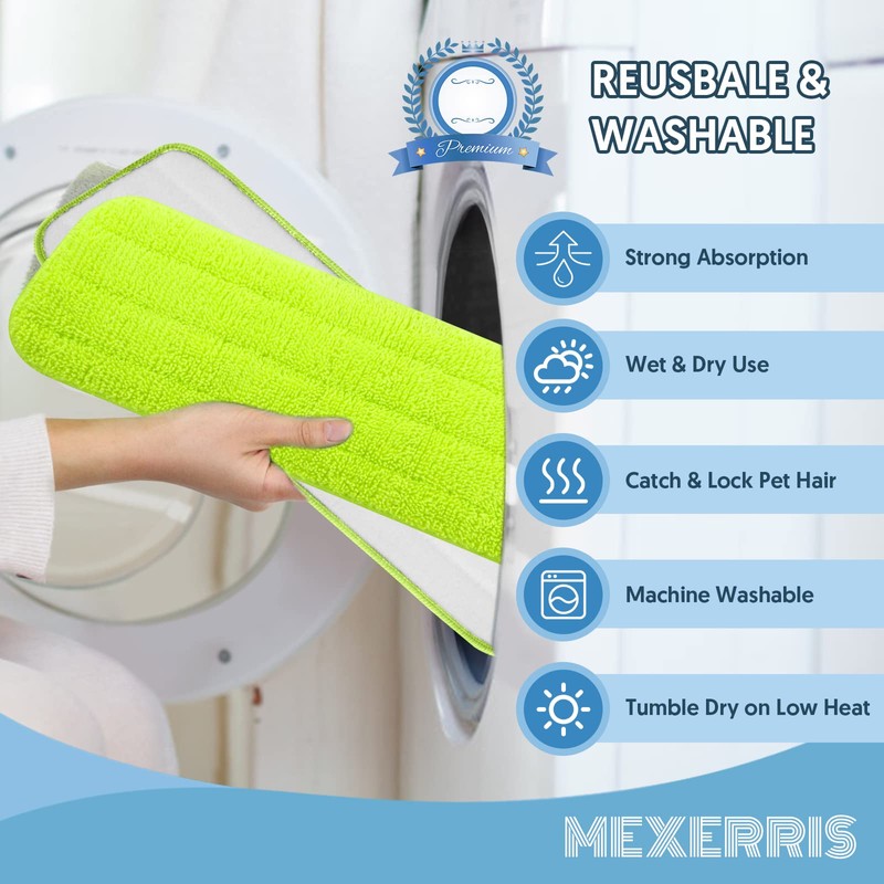 7 Count Reusable Microfiber Mop Pads for Swiffer PowerMop- MEXERRIS