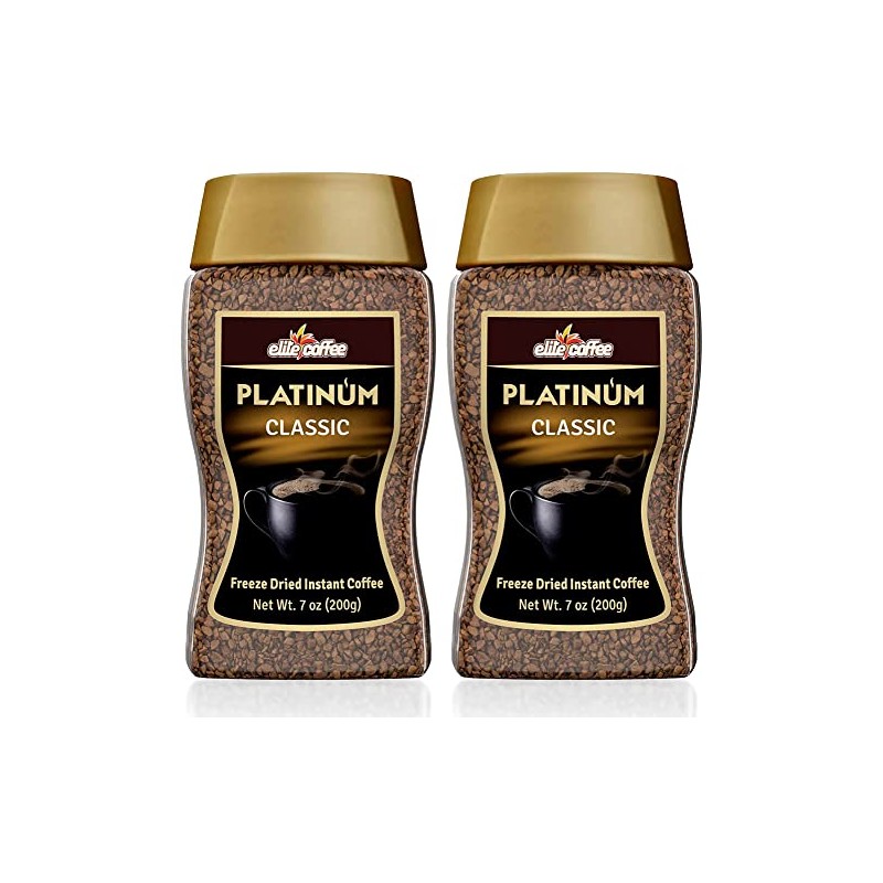 Elite Platinum Freeze Dried Instant Classic Coffee 7.5oz (2 Pack)