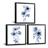 HOMEOART Floral Prints Bathroom Wall Art Meditation Zen Bathroom Decor Picture, Set of 3, Black Frame 12x12 inch (Blue)
