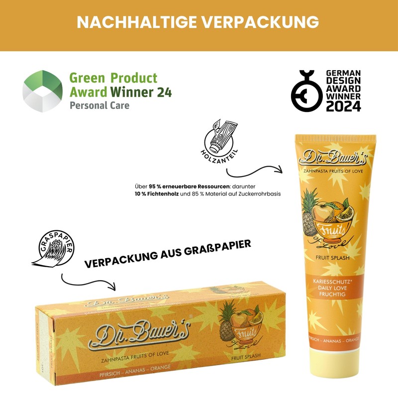 Dr. Bauer's Fruits of Love Fruit Splash Toothpaste, Toothpaste in