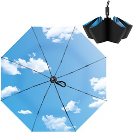 Sun Shade Folding Umbrella, One-Touch Auto Open and Close, Compact Travel Umbrella for Rain, Windproof, Portable, Automatic, Strong, Durable, Premium Handle Folding Umbrella, For Rain or Shine, Cute,