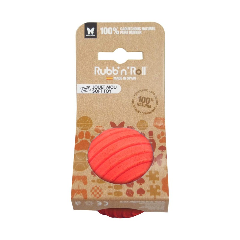 MARTIN SELLIER Dog Toy, Soft Rubber Ball, Medium, Red